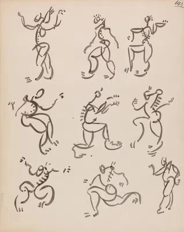 Nine Dancing Figures, in Three Registers by Henri Gaudier-Brzeska, 1910 - 1915 — digital art print download