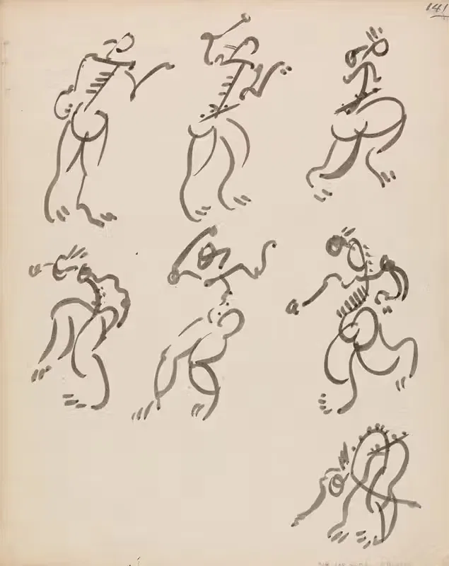 Семь танцующих фигур в трех регистрах by Анри Годиер-Бржезка, 1910 - 1915 — digital art print download