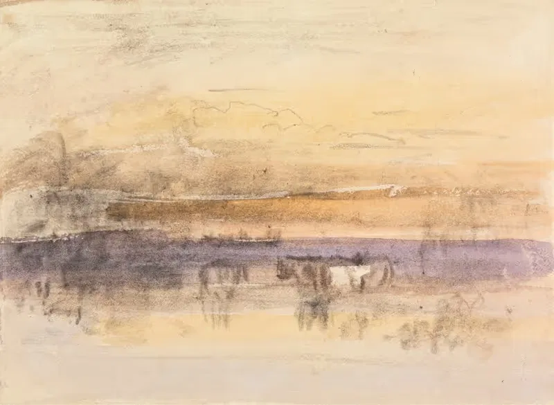 Cattle Watering at Sunset by John Varley — digital art print download