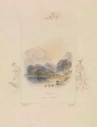 Design for an Illustration for Walter Scott's 'Lady of the Lake', Loch Achray by Joseph Mallord William Turner — digital…