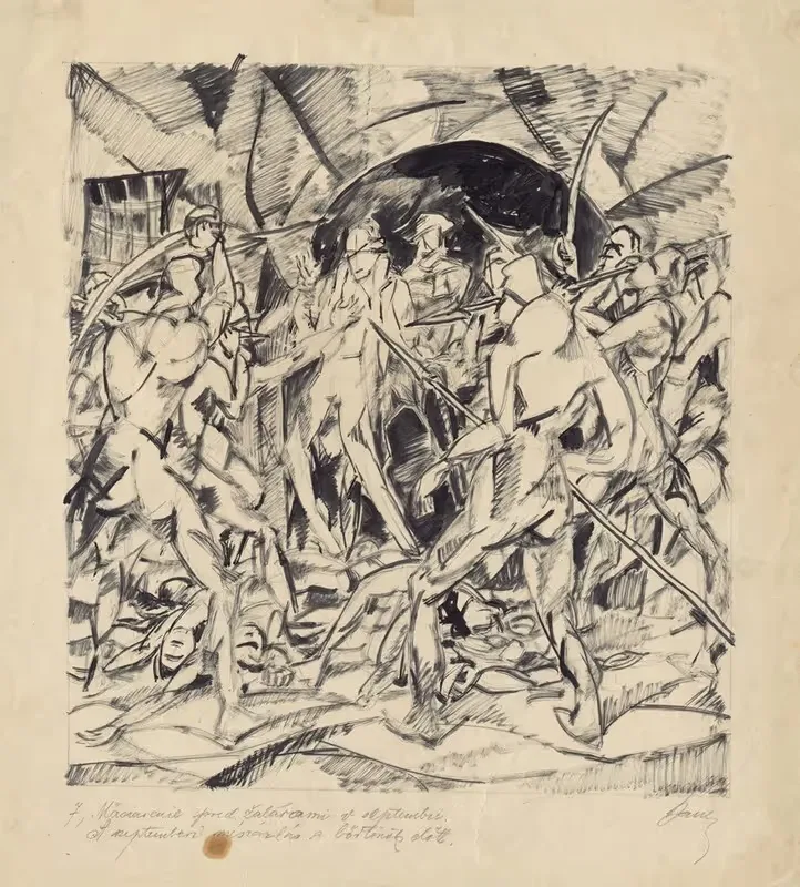 Сентябрьская резня перед тюрьмой by Константин Баур, 1927 — digital art print download