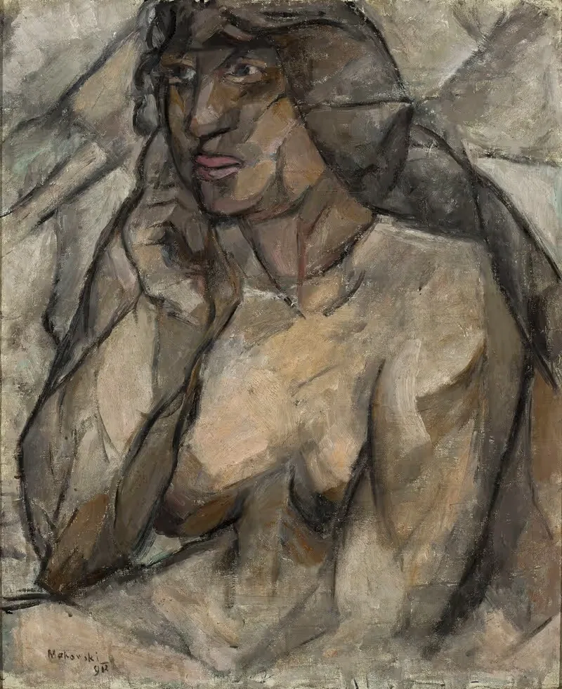 Study of a nude (Female half-nude) — Tadeusz Makowski