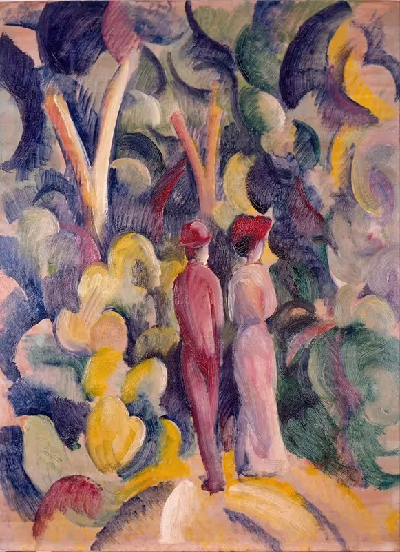 Пара на лесной тропе by Август Макке, 1913 — digital art print download