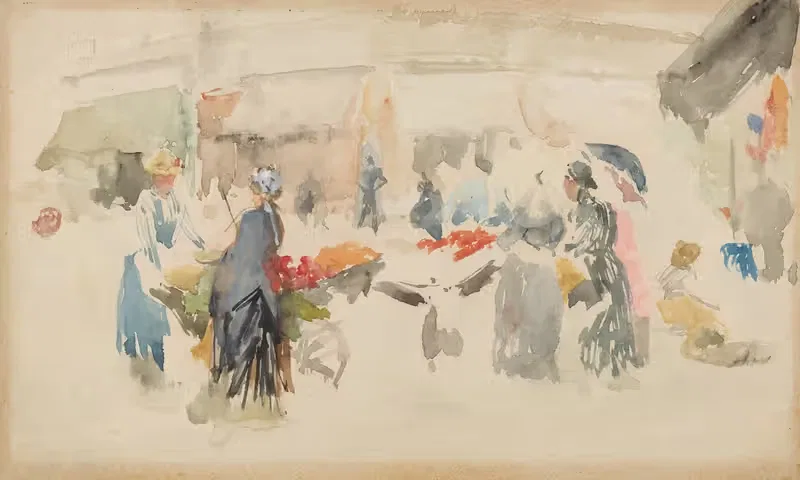 Цветочный рынок; Дьеп by Джеймс Абботт МаКнилл Уистлер, 1885 — digital art print download