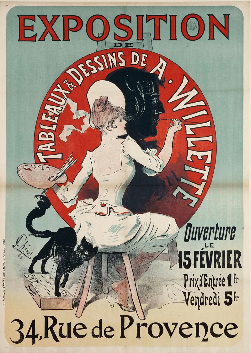 Exposition De Tableaux And Dessins De A. Willette by Жюль Шере, 1888 — digital art print download