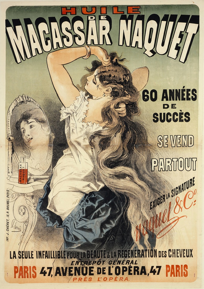 Huile De Macassar Naquet by Жюль Шере, 1877 — digital art print download