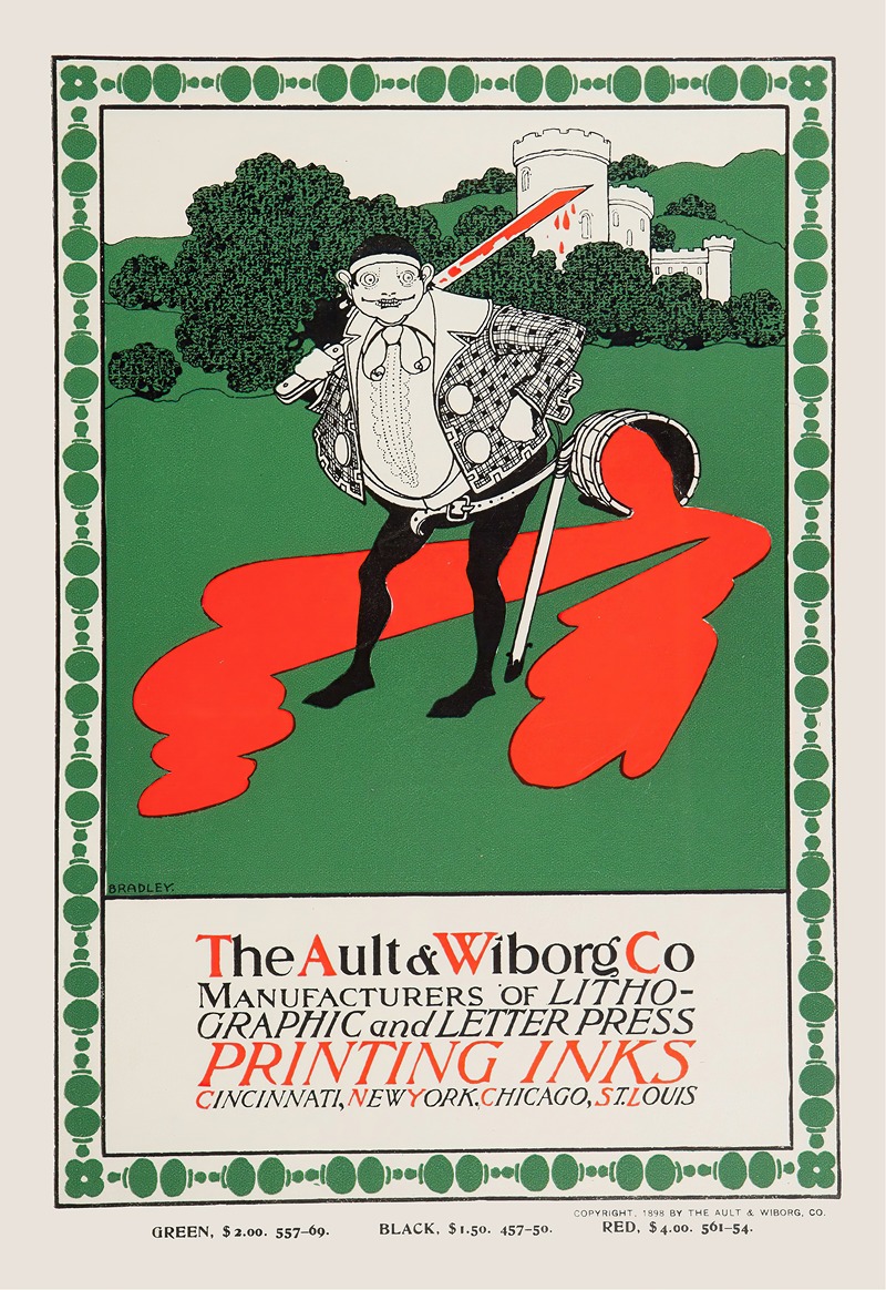 Ault and Wiborg, Ad. 106 by Уилл Брэдли, 1890-1913 — digital art print download