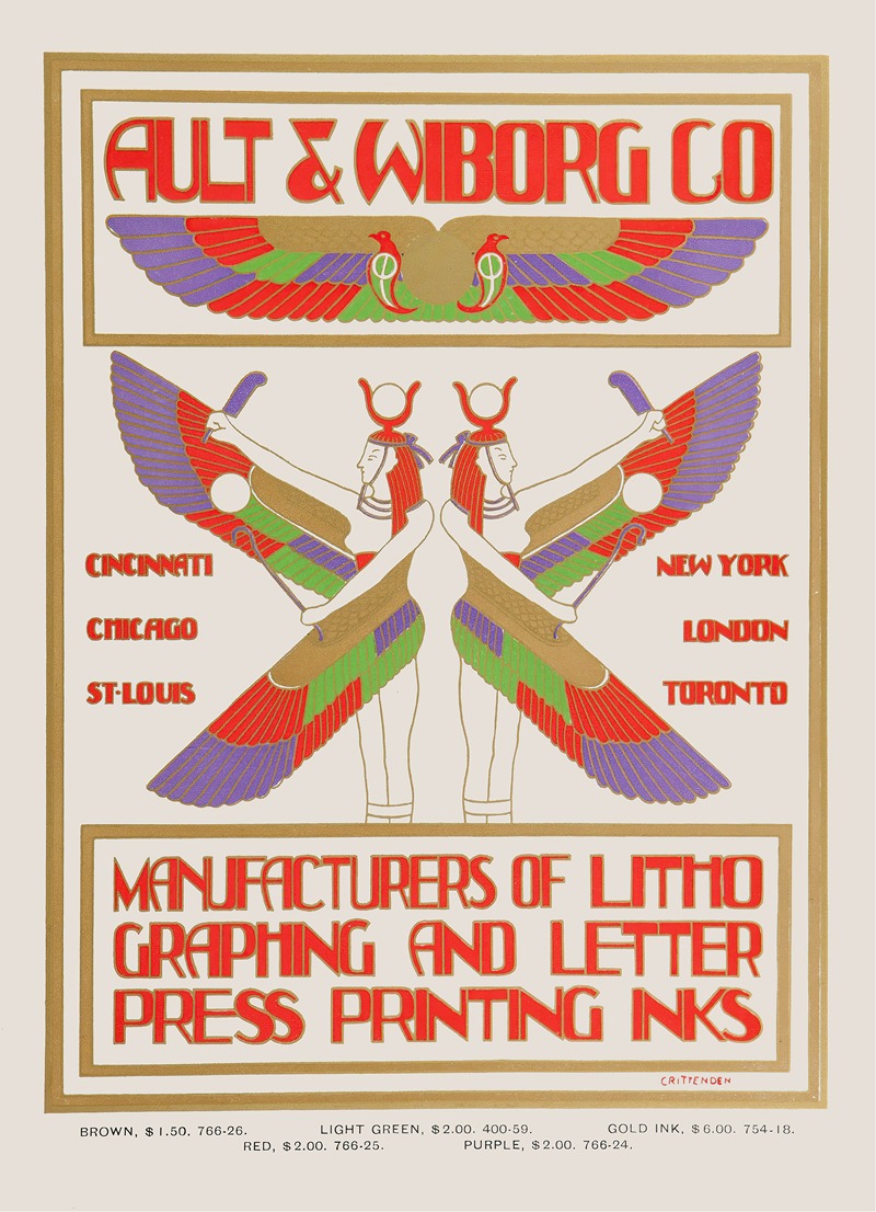 Ault and Wiborg, Ad. 108 by Crittenden, 1890-1913 — digital art print download