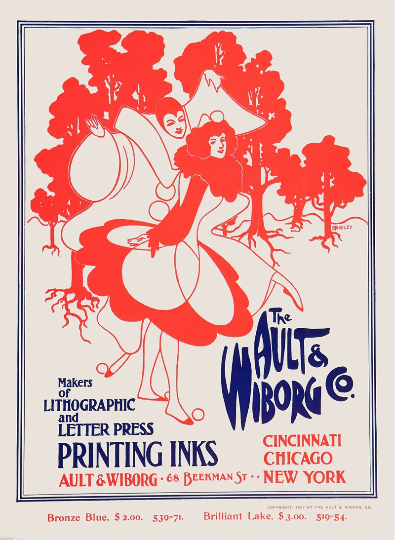 Ault and Wiborg, Ad. 116 by Уилл Брэдли, 1890-1913 — digital art print download