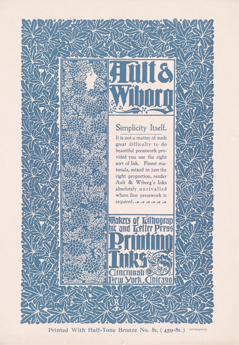 Ault and Wiborg, Ad. 125 by Уилл Брэдли, 1890-1913 — digital art print download