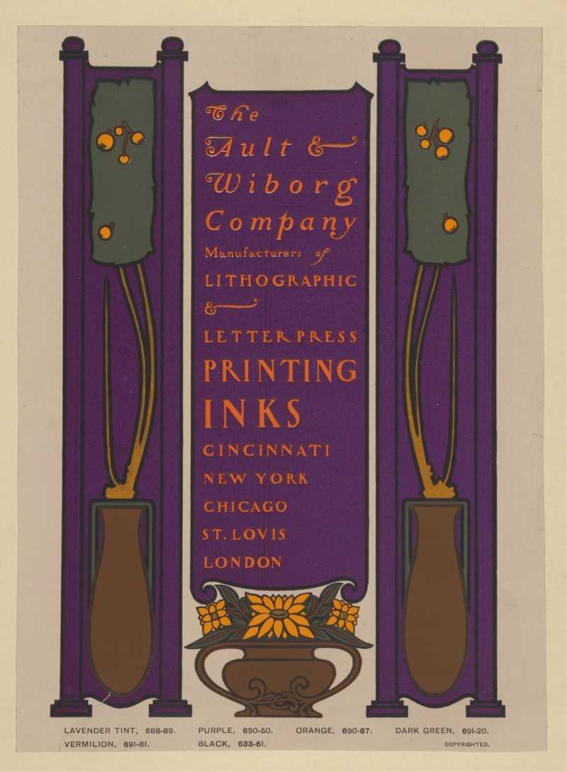 Ault and Wiborg, Ad. 132 by Уилл Брэдли, 1890-1913 — digital art print download