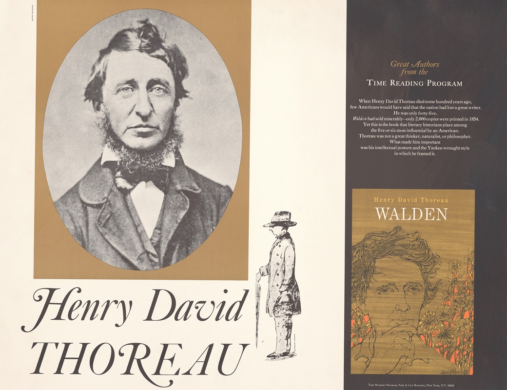 Henry David Thoreau, great authors from the Time Reading Program by Аноним, 1965 — digital art print download