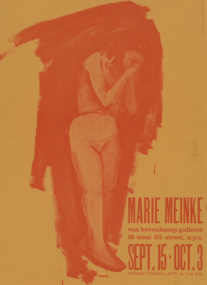 Marie Meinke, Sept. 15 – Oct. 3 — Anonymous