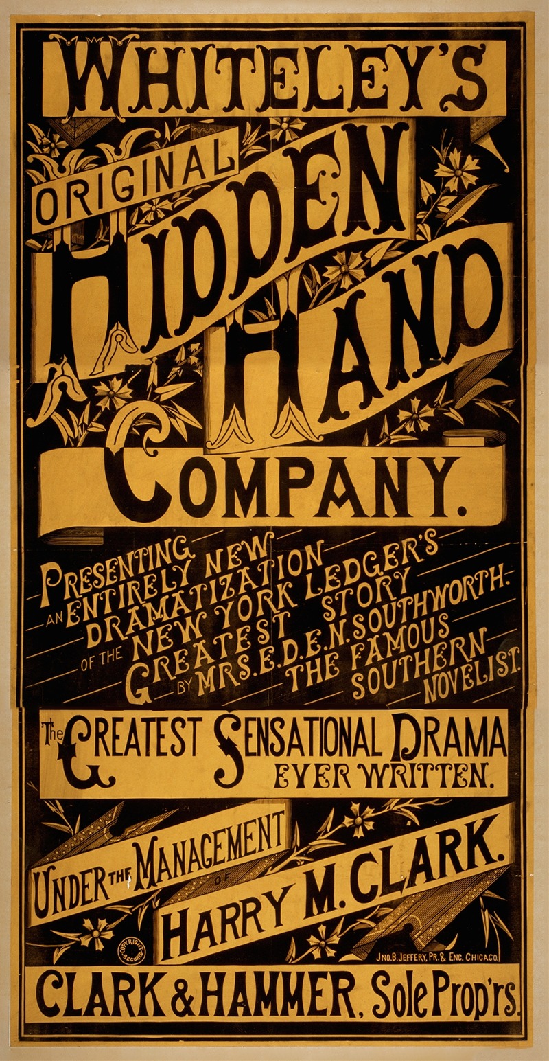 Whiteley's Original Hidden Hand Company by Jno. B. Jeffery, 1884 — digital art print download