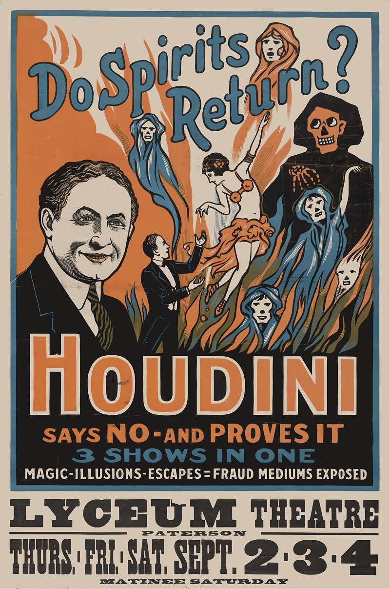 Do spirits return? Houdini says no – and proves it by Аноним, 1909 — digital art print download
