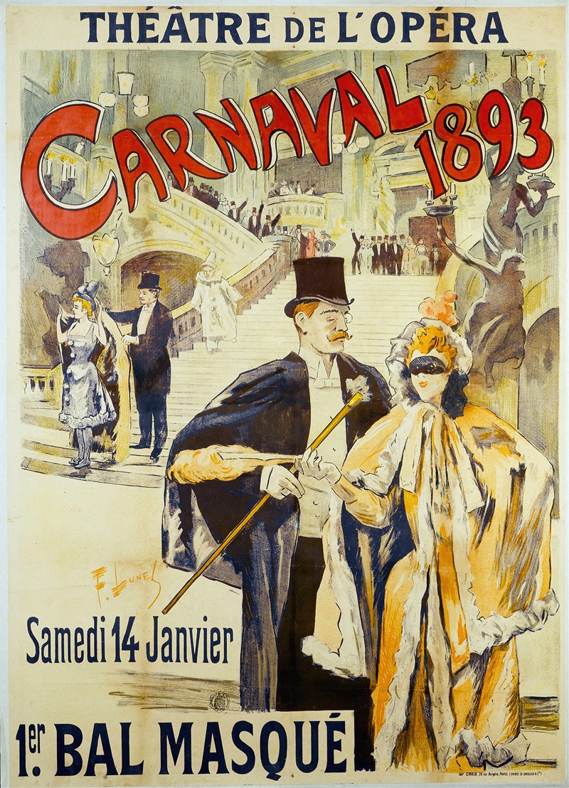 Theater De L'opera Carnaval 1893 by Ferdinand Lunel, 1893 — digital art print download