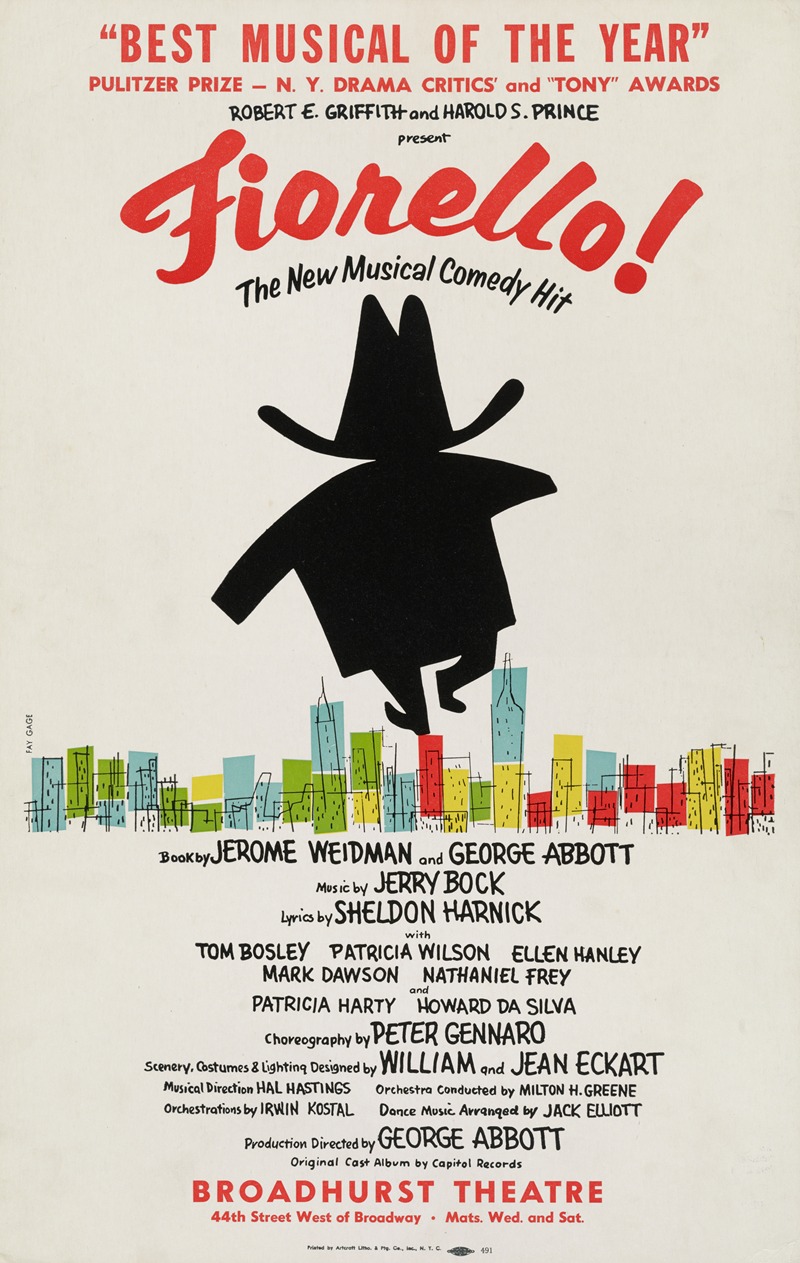 Fiorello! The new musical comedy hit by Fay Gage, 1959 — digital art print download
