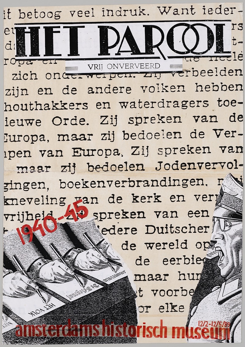 Het Parool Vrij Onverveerd 1940-1945 by Hadassah Kahn, 1989 — digital art print download