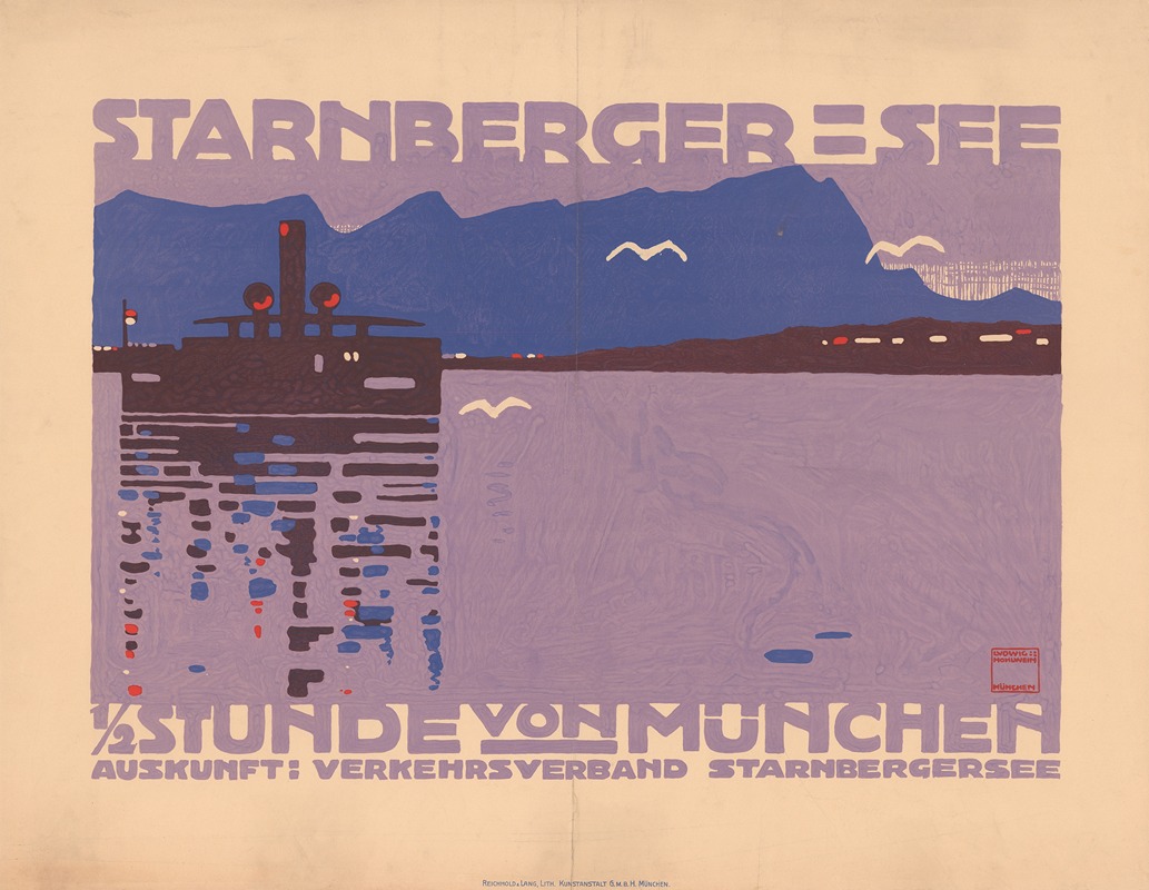 Starnberger-See, ½ Stunde von München by Ludwig Hohlwein, 1910 — digital art print download