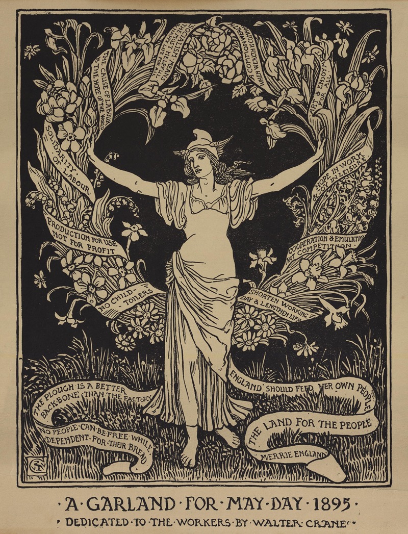 A Garland for May Day by Уолтер Крейн, 1895 — digital art print download