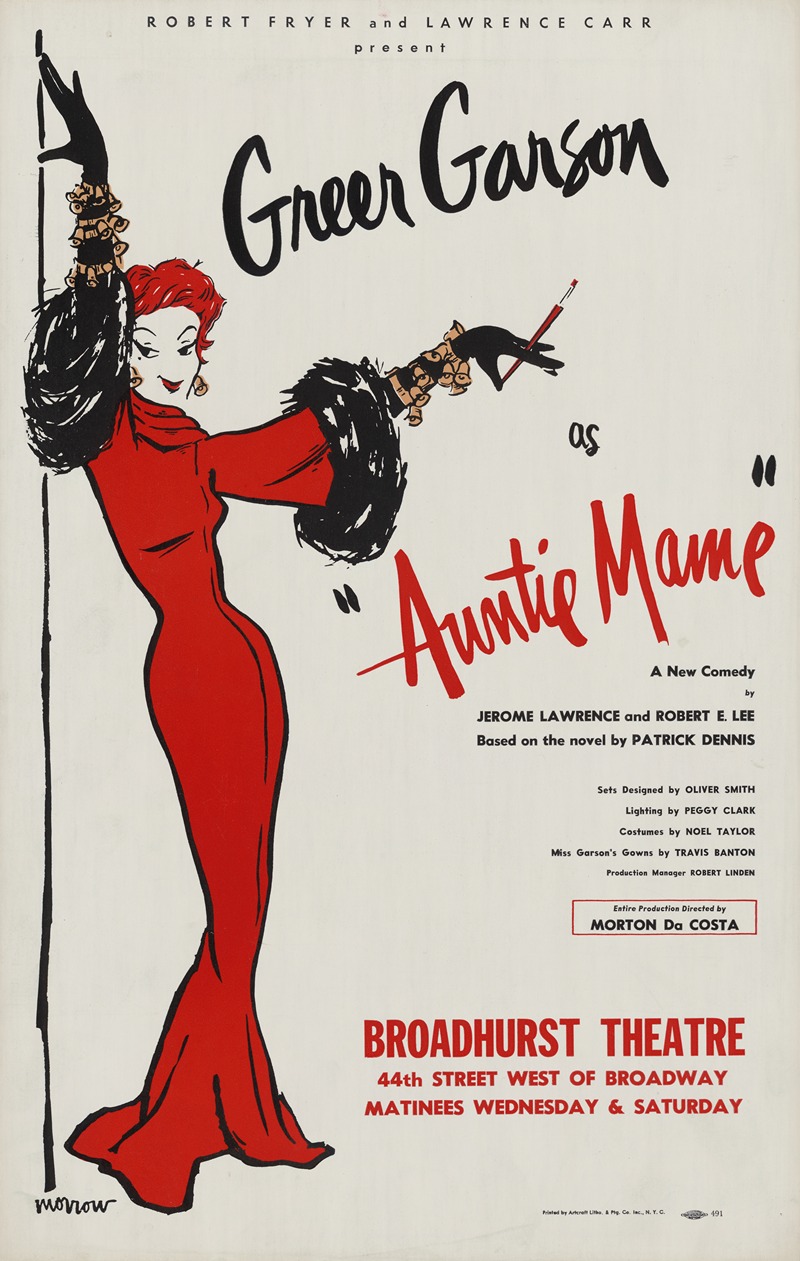Greer Garson as 'Auntie Mame' by Artcraft Lithograph, 1958 — digital art print download
