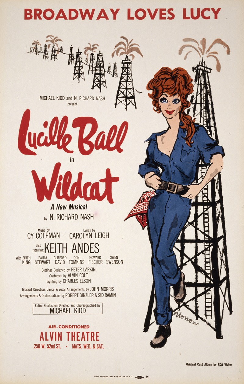Lucille Ball lin Wildcat by Artcraft Lithograph, 1960 — digital art print download