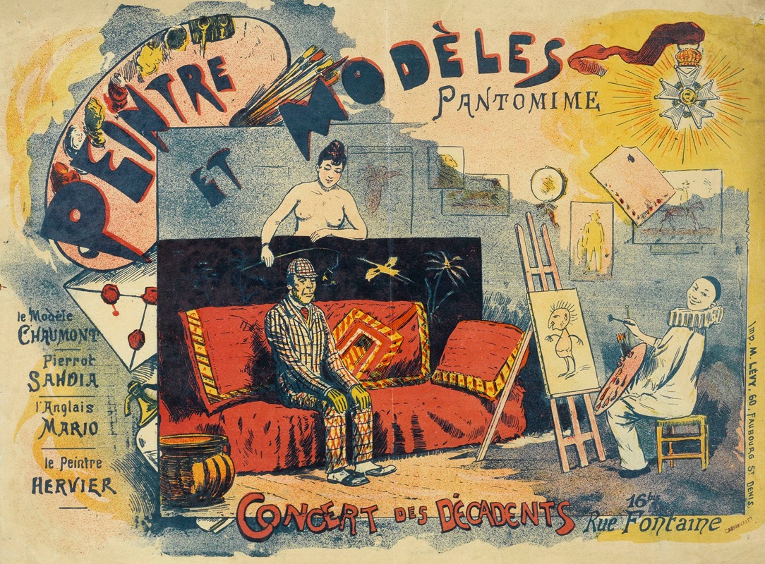 Peintre Et Modeles Pantomime by Аноним, 1893-1896 — digital art print download