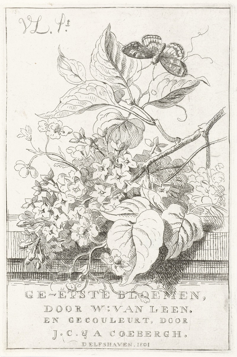 Bloemenstudie met vlinder by Виллем ван Лин, 1801 — digital art print download