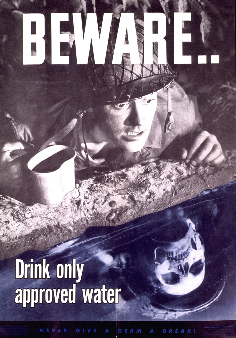 Beware, drink only approved water by Аноним, 1944 — digital art print download