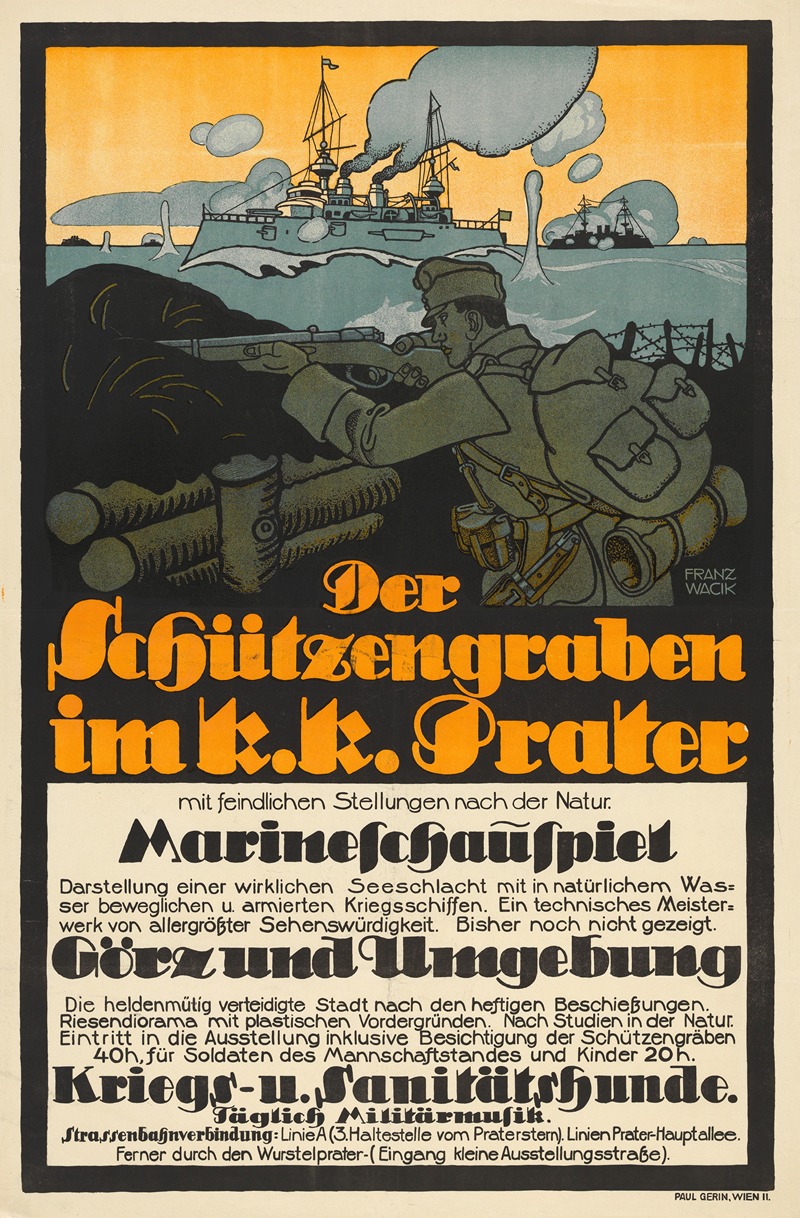 Schützengraben im k. k. Prater by Франц Вацик, 1916 — digital art print download