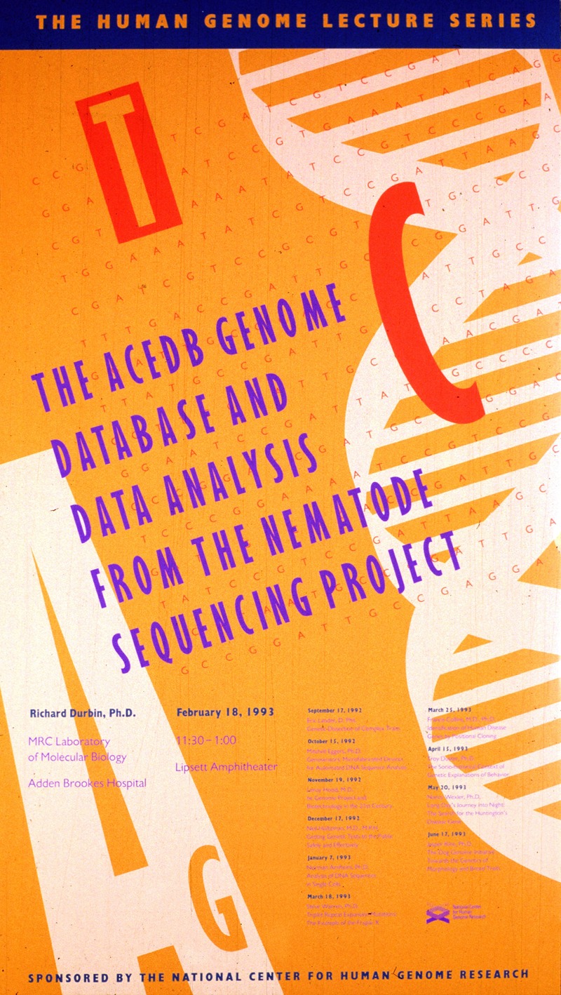 The ACEDB genome database and data analysis from the nematode sequencing project by National Institutes of Health, 1993 —…