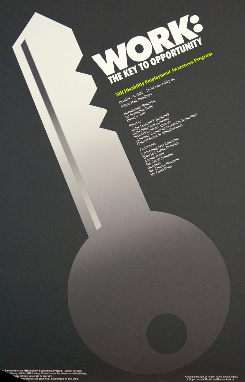 Work; the key to opportunity by National Institutes of Health, 1991 — digital art print download