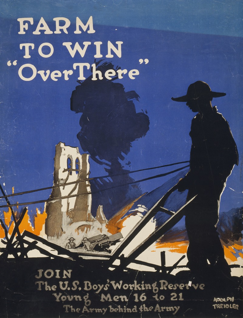 Farm to win 'over there' by Adolph Treidler, 1917 — digital art print download