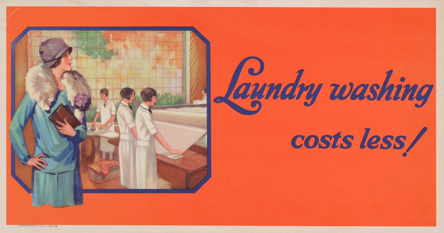 Laundry washing costs less! by Anonymous, 1929 — digital art print download