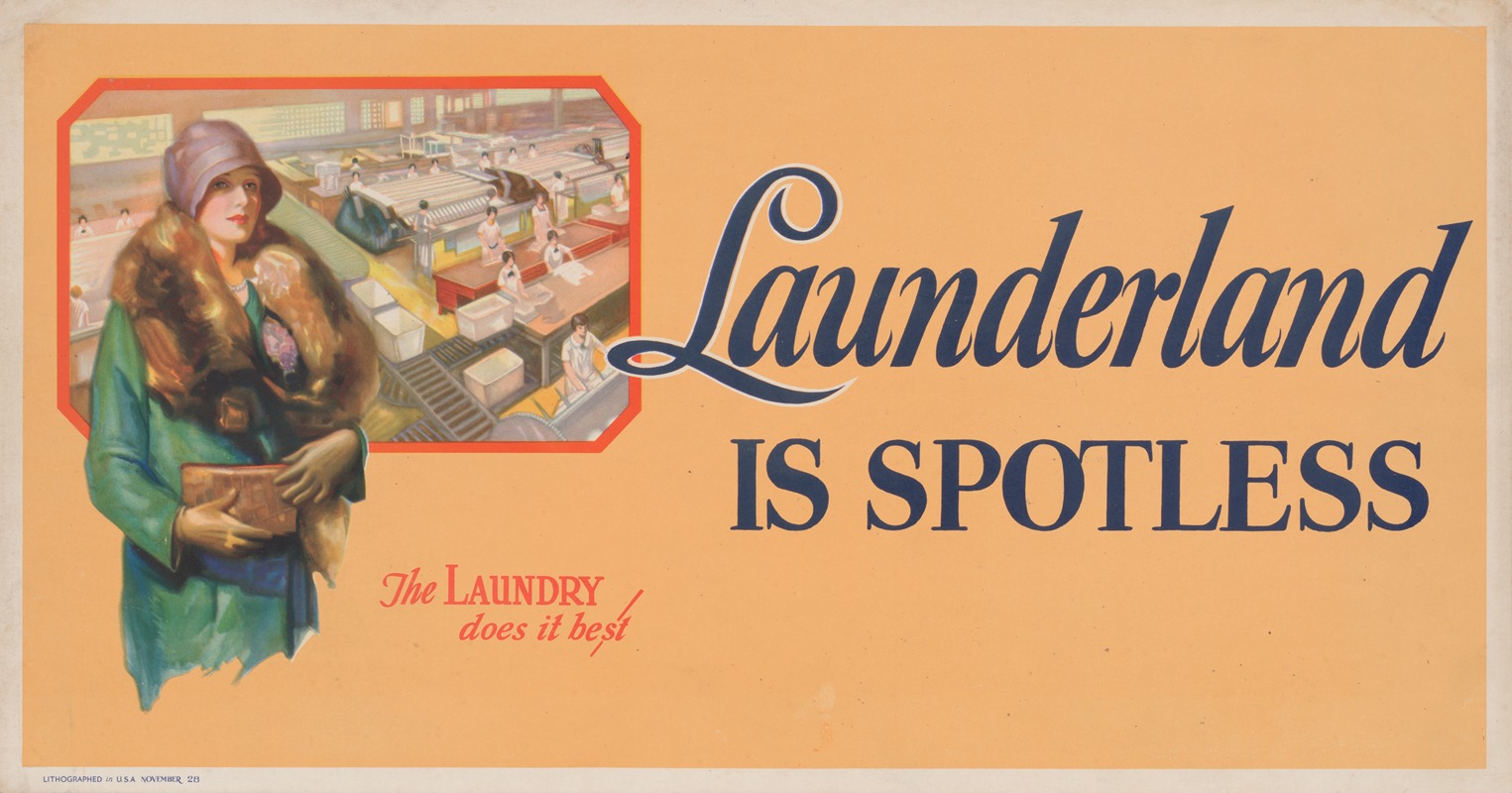 Launderland is spotless. The laundry does it best. by Аноним, 1929 — digital art print download