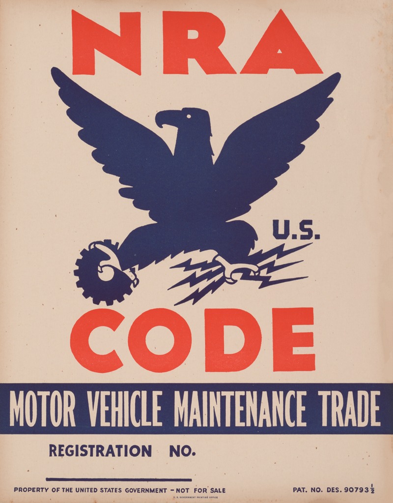 NRA – U.S. code – motor vehicle maintenance trade by Аноним, 1933 — digital art print download