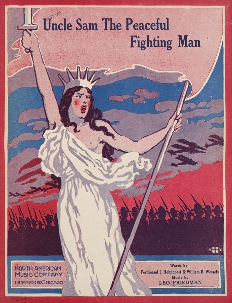 Uncle Sam the peaceful fighting man by Аноним, 1918 — digital art print download