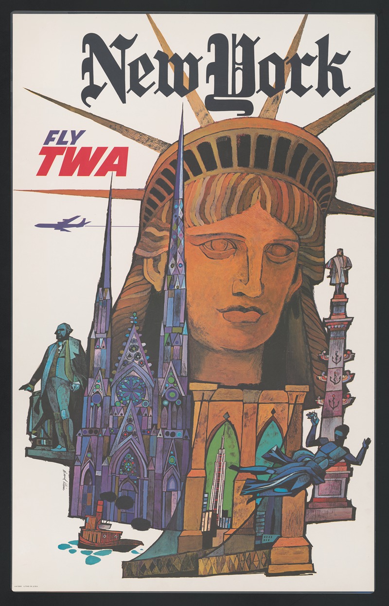 New York – Fly TWA by David Klein, 1970 — digital art print download
