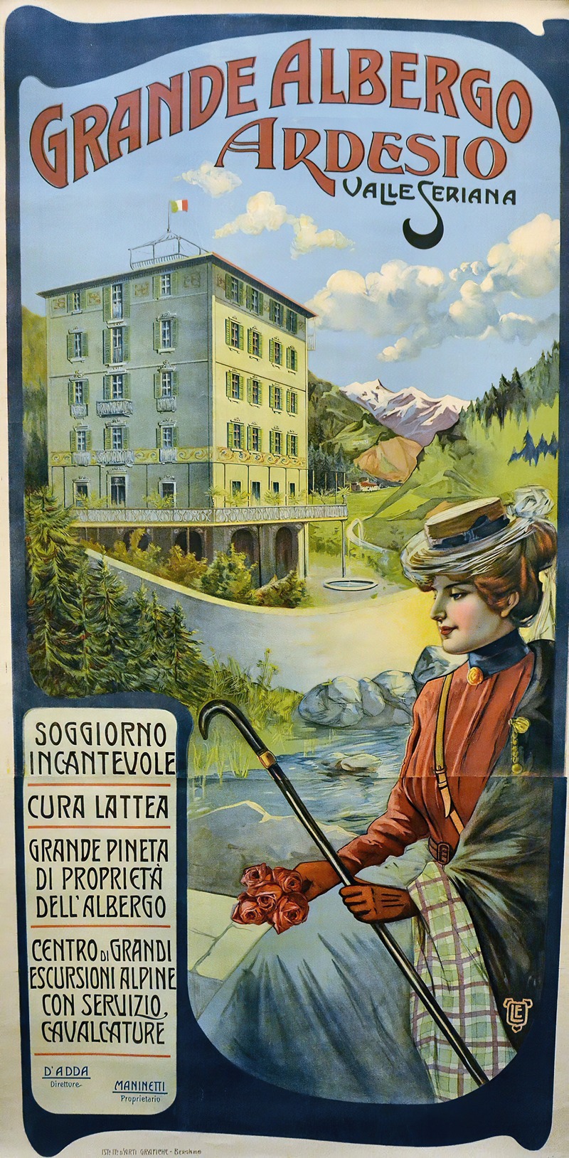 Albergo Ardesio by Leonida Edel, 1905 — digital art print download