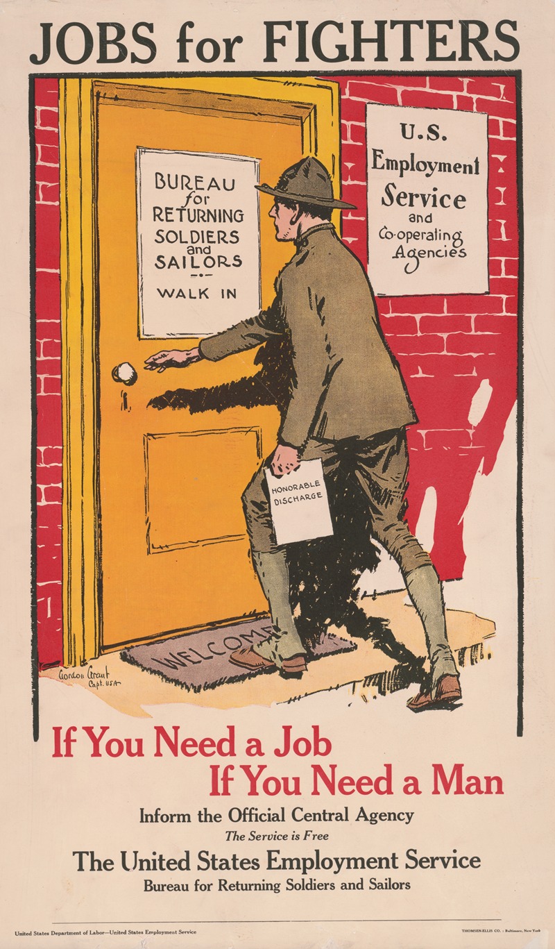 Jobs for fighters by Гордон Грант, 1919 — digital art print download