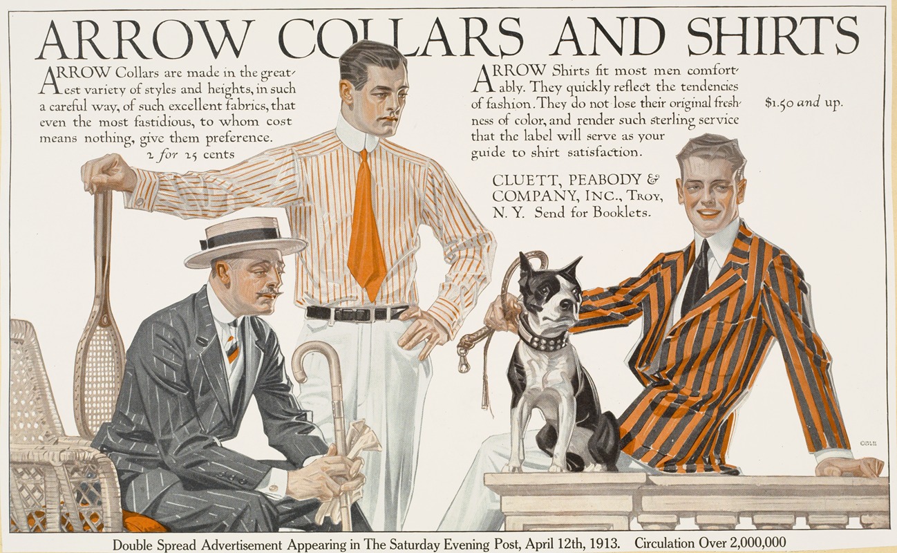 Arrow collars & shirts. Saturday evening post by Джозеф Кристиан Лейендеккер, 1895 - 1917 — digital art print download