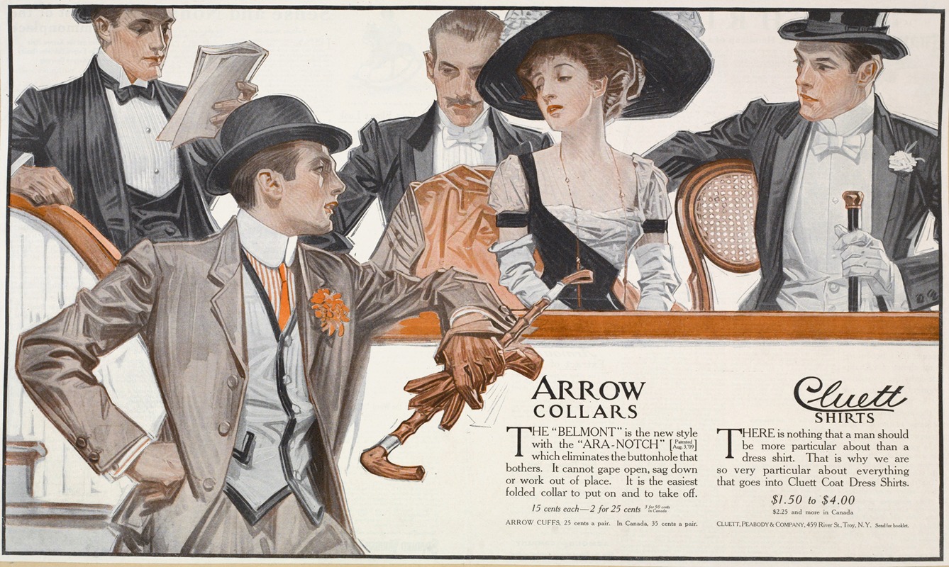 Arrow collars, Cluett shirts by Джозеф Кристиан Лейендеккер, 1909 — digital art print download