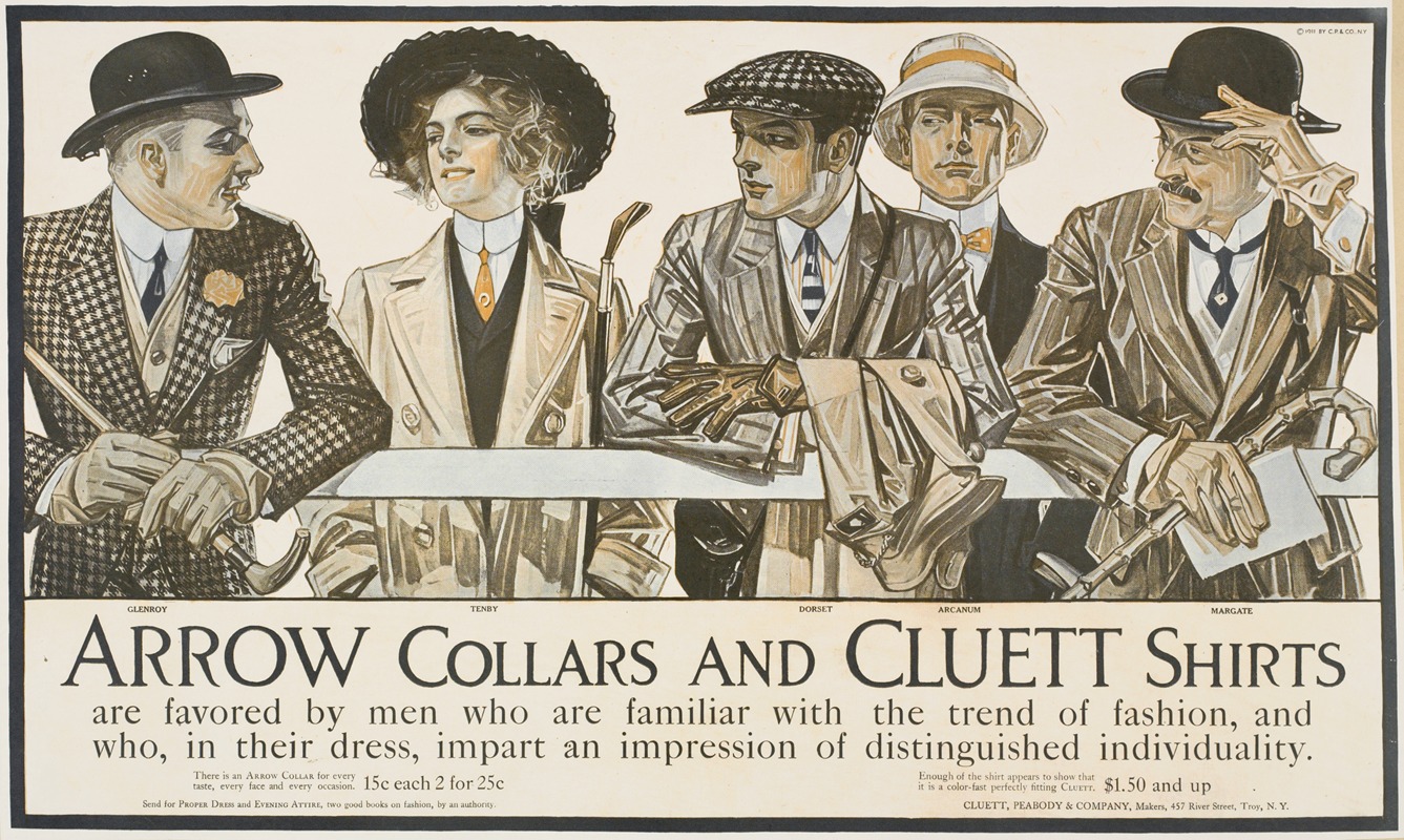 Arrow collars. Cluett shirts by Джозеф Кристиан Лейендеккер, 1895 - 1917 — digital art print download