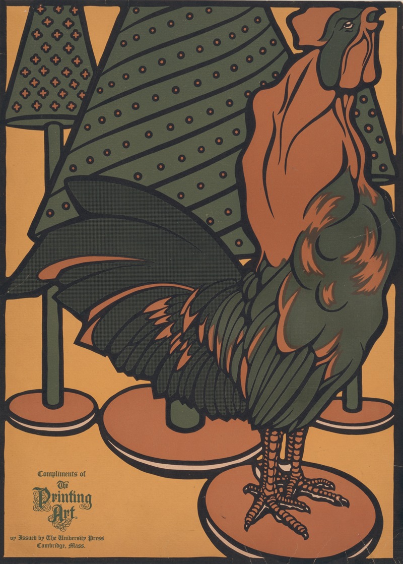 Toy rooster & trees on circular bases executed in various printing techniques. by Уилл Брэдли, 1903 — digital art print…