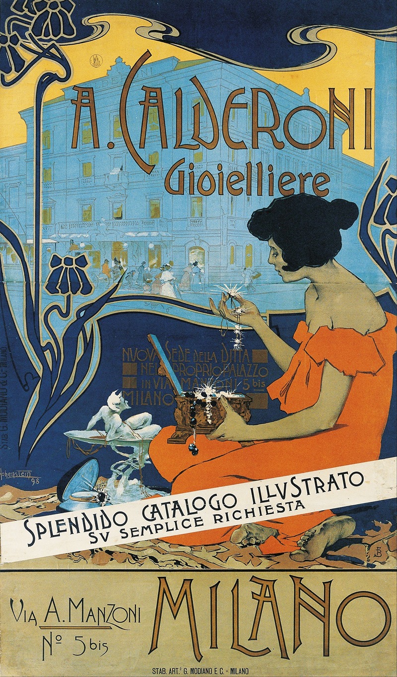 A. Calderoni Gioielliere by Adolfo Hohenstein, 1898 — digital art print download