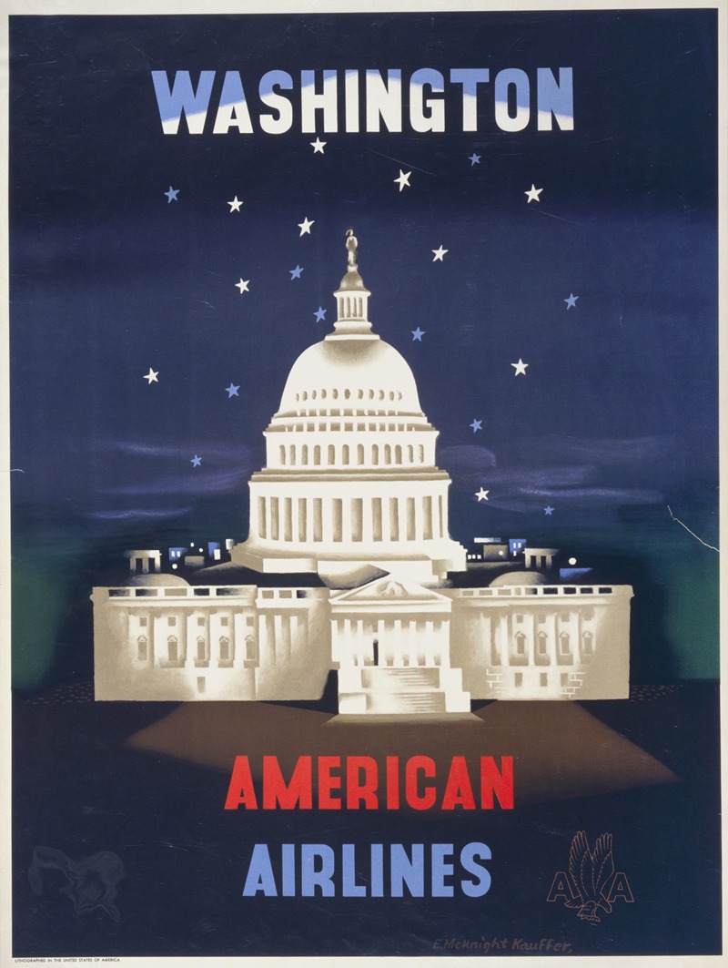Washington, American Airlines by Edward McKnight Kauffer, 1950 — digital art print download
