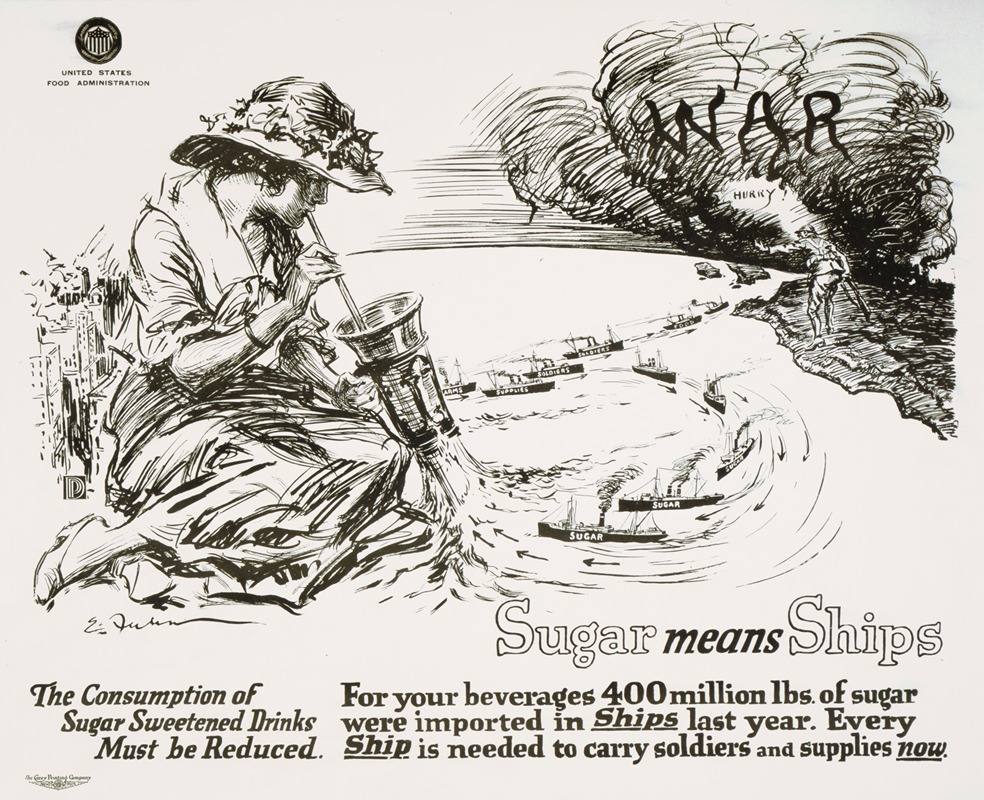 Sugar means ships by Ernest Fuhr, 1918 — digital art print download