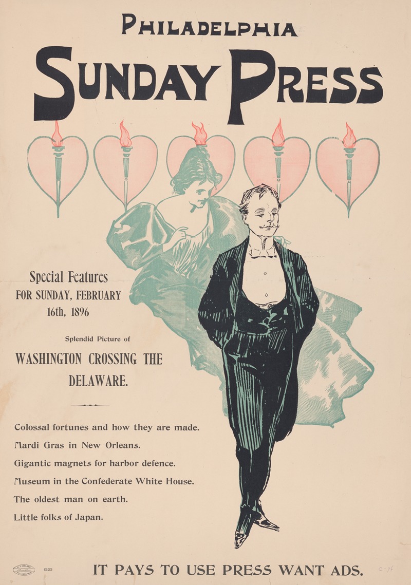 Special features, February 16th, 1896 by Джордж Рейтер Брилл, 1896 — digital art print download