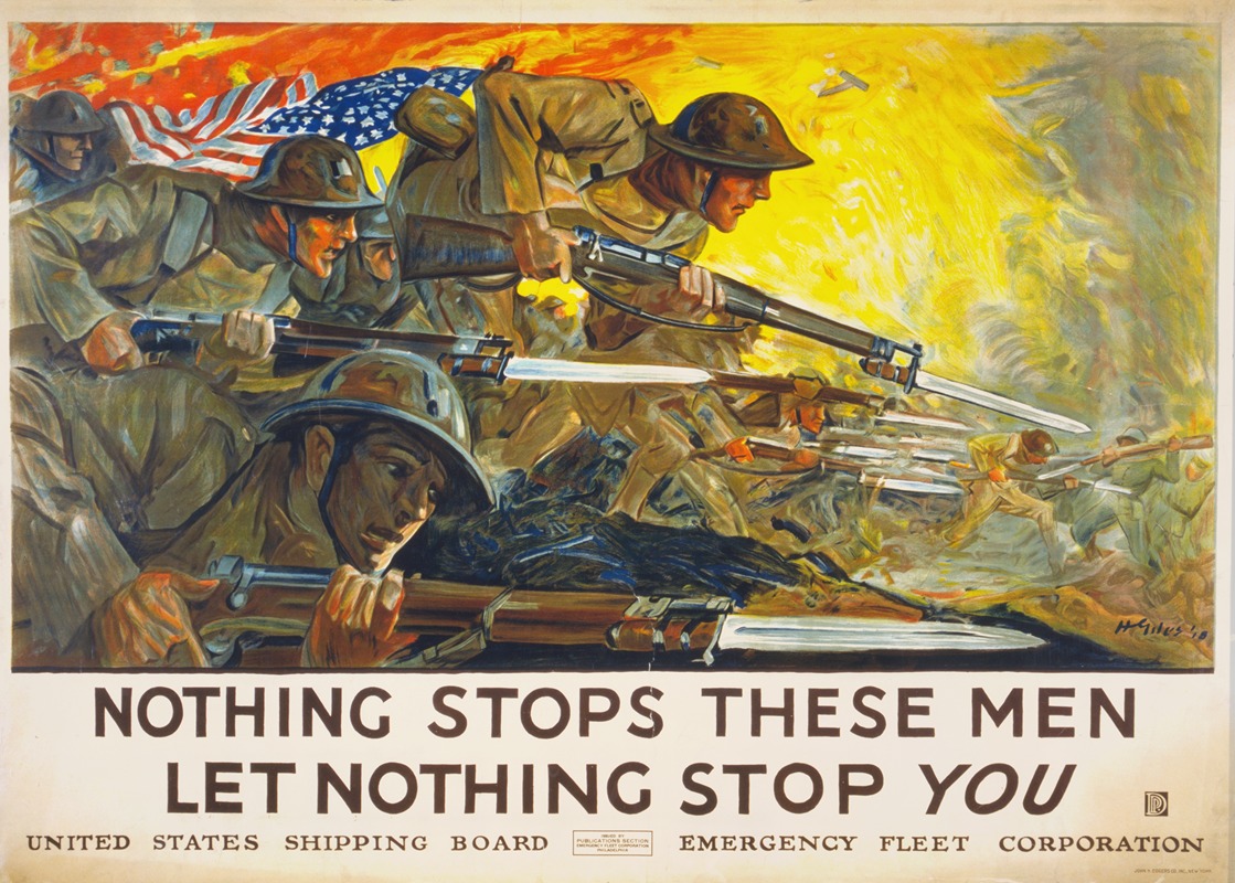 Nothing stops these men, let nothing stop you by Howard Giles, 1918 — digital art print download