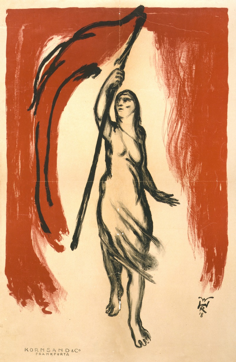 Woman carrying a red flag — Rudolf Heinisch
